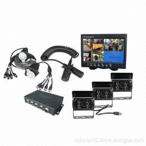 Backup Camera Kit with Quad Screen, CCD IR Night Vision Camera, Ideal for Heavy Duty Trailer